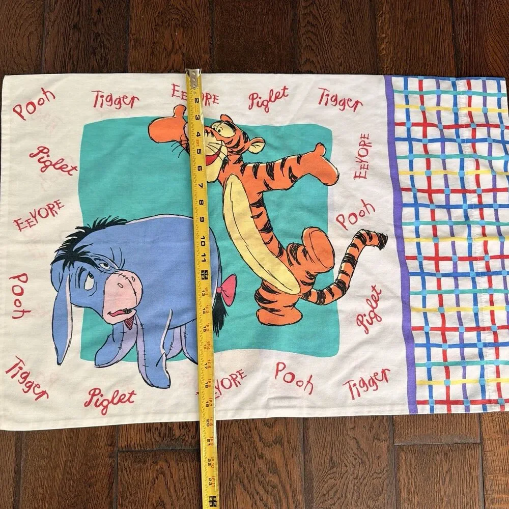 Vintage Winnie the Pooh Pillowcase Standard Sz Double Sided Piglet Tigger Eeyore